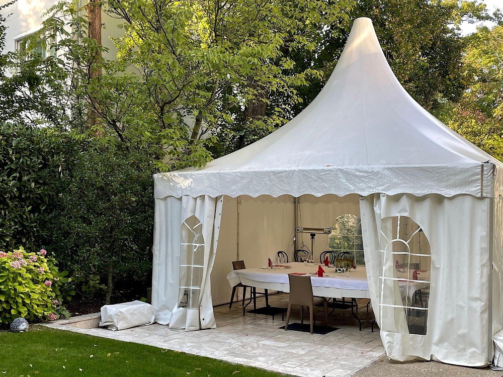 Or eating outside in tents.